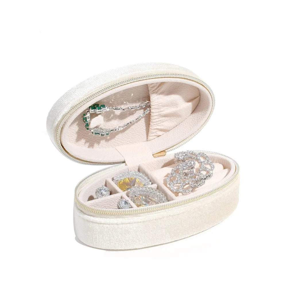 Vintage Velvet Oval Jewelry Box