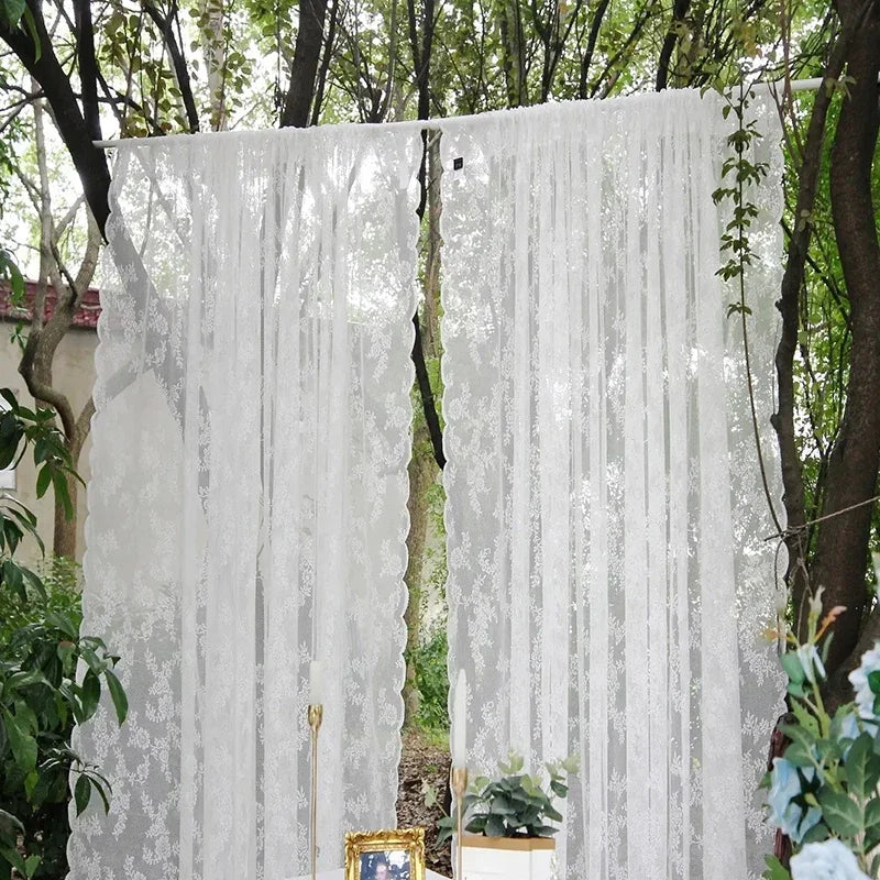 White Lace Window Curtains