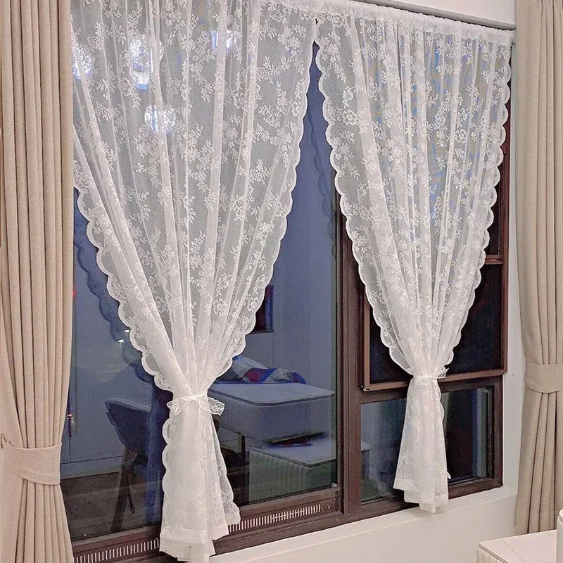 White Lace Window Curtains