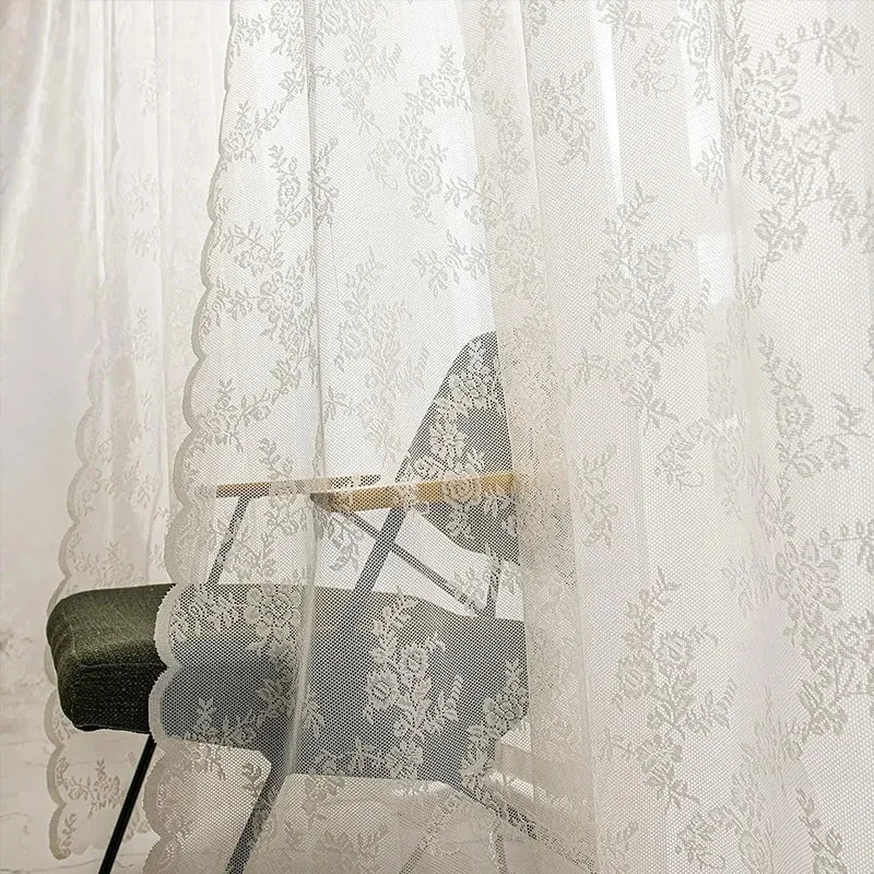 White Lace Window Curtains