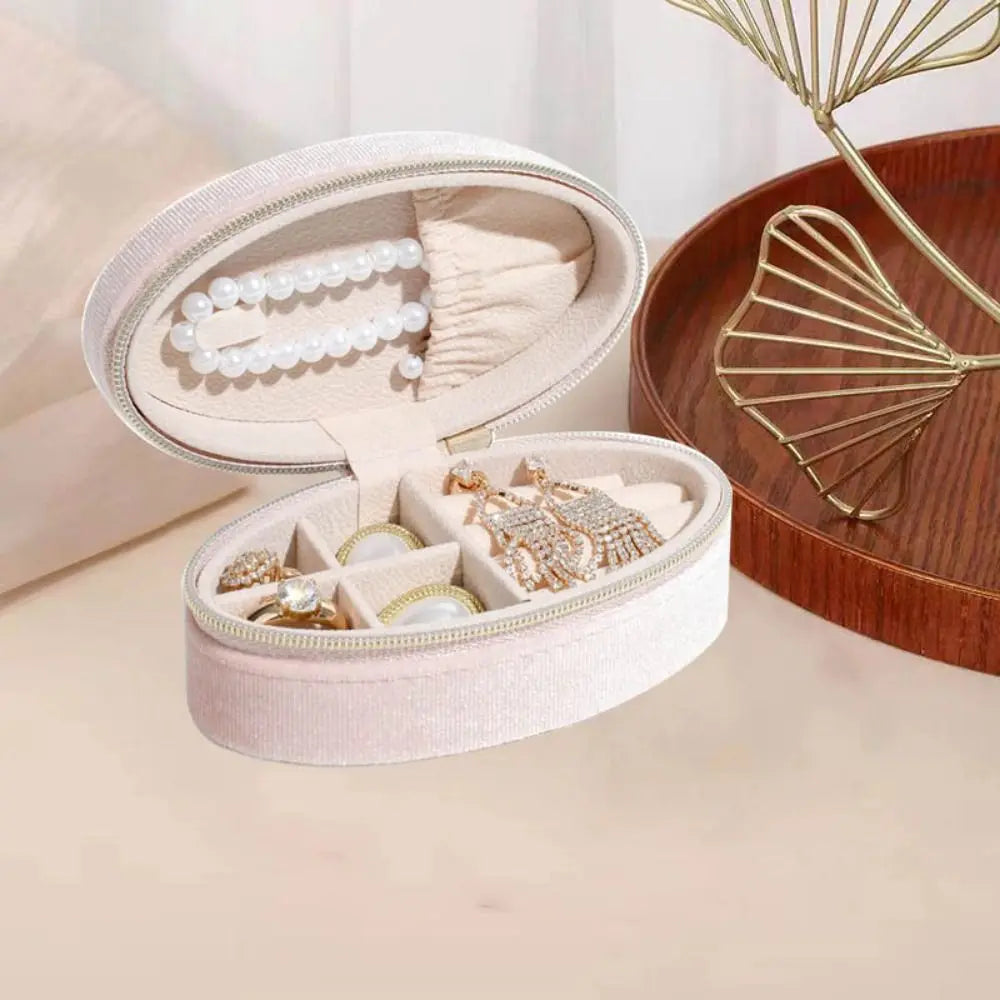 Vintage Velvet Oval Jewelry Box