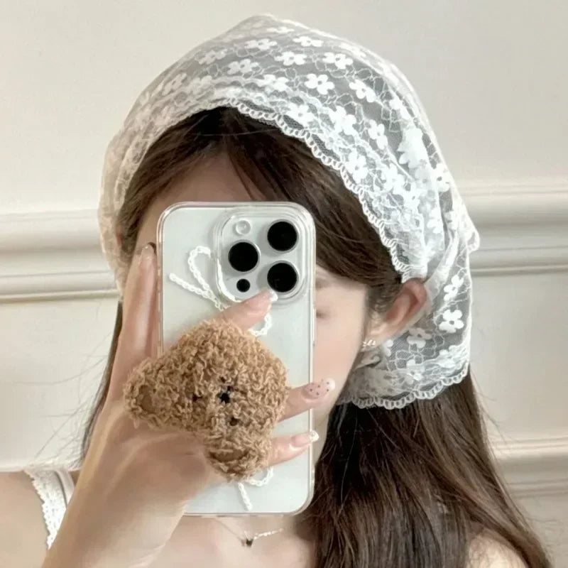 Elegant Lace Flower Head Scarf