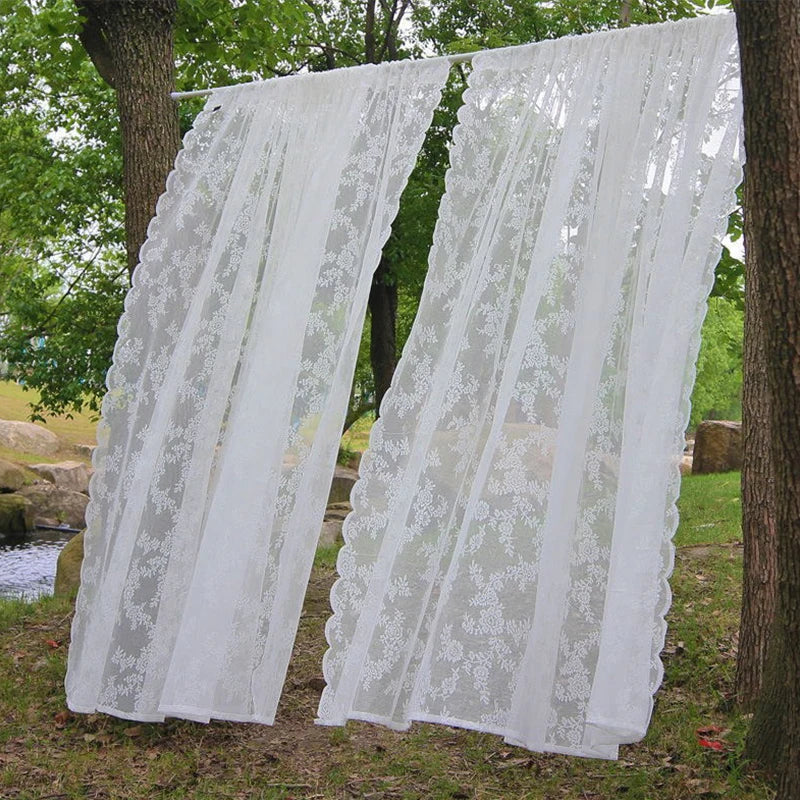 White Lace Window Curtains