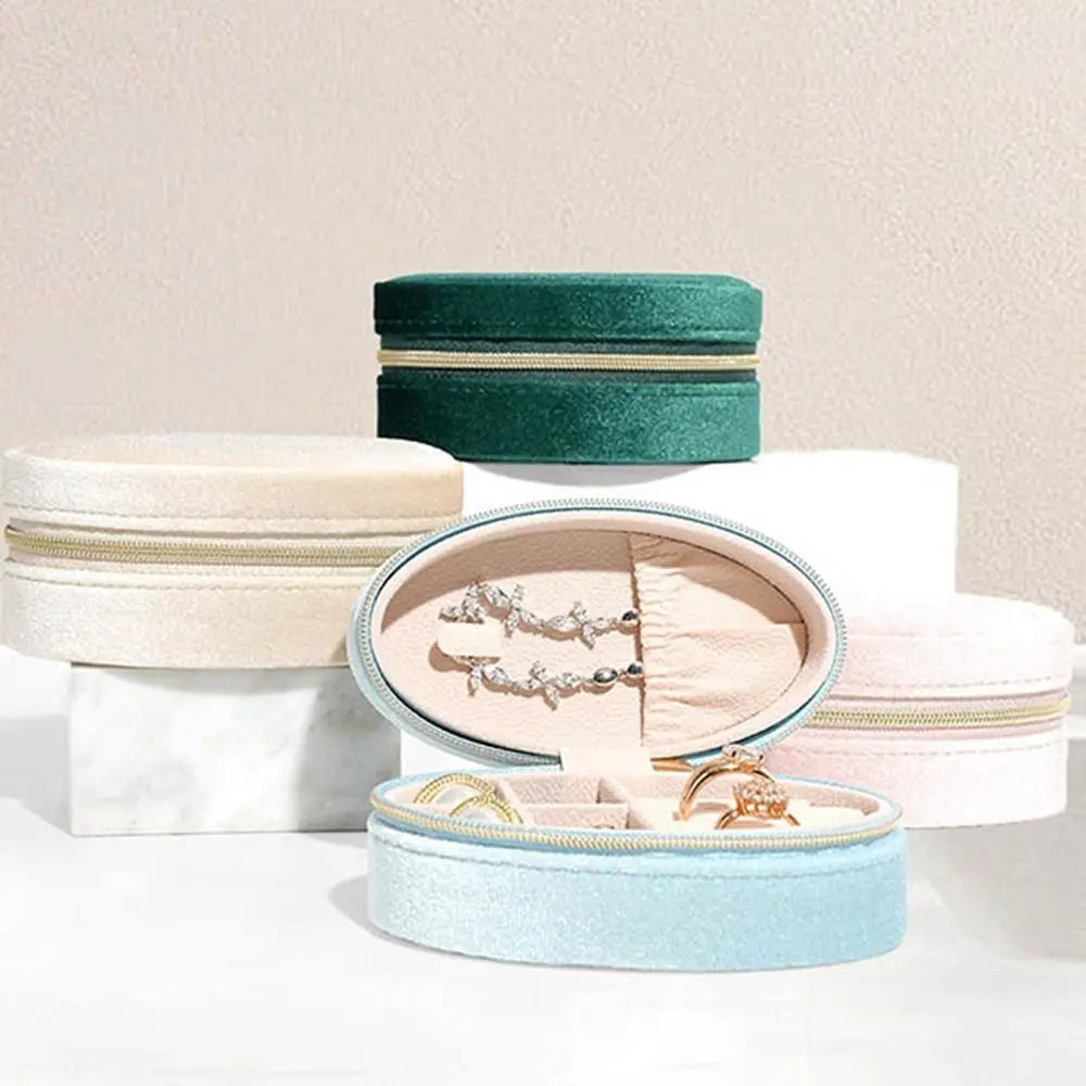Vintage Velvet Oval Jewelry Box