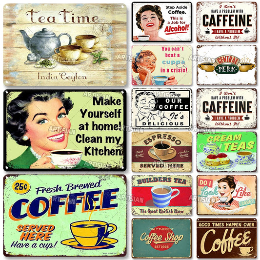 Vintage Coffee Metal Tin Sign