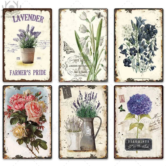 Vintage Flower Décor Tin Sign